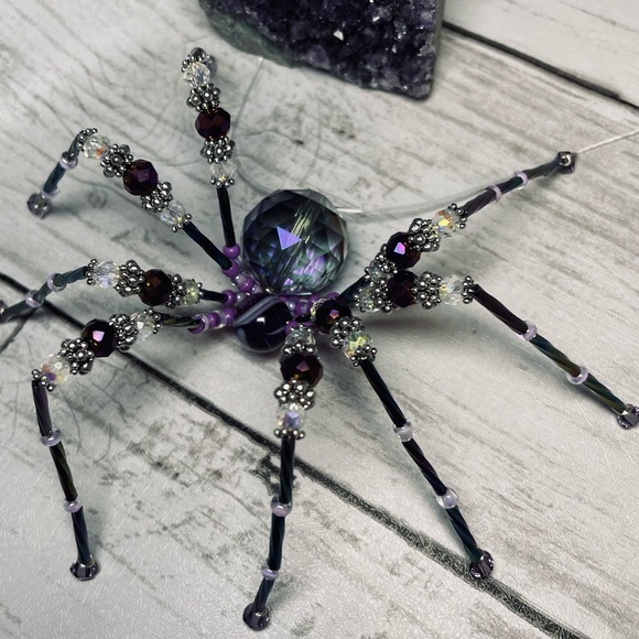 Hand Crafted Glass Crystal Prism And Purple Crazy Laced Agate S… - Picture 9 of 15